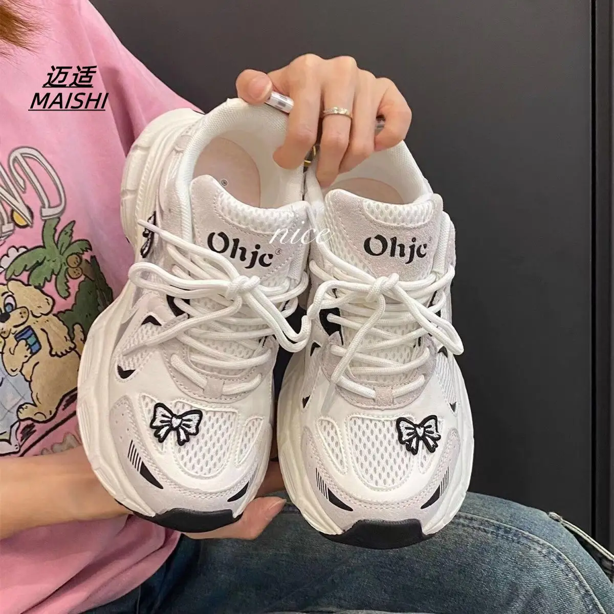 Bow Knot Kawaii Shoes Spring Summer Platform Sneakers Women Flats Casual Cute Vintage Tennis Female Korean Footwear