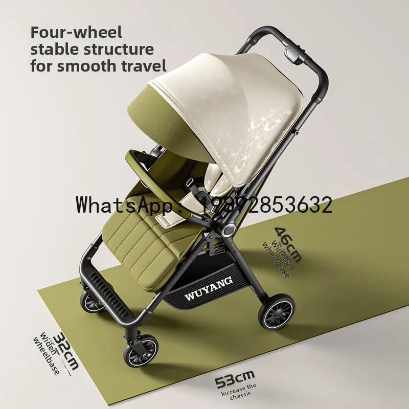 Carrinho de bebê reclinável e sentado, leve, dobrável, bolso com fecho de um botão, artefato para caminhada de bebê