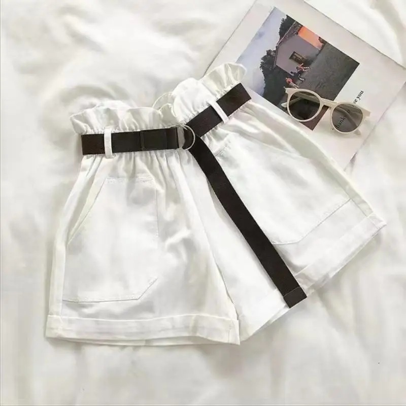 Summer Elegant Casual High Waist Shorts Women Solid Wide Leg Loose Cotton Short Pants 2024 Korean Sweet spicy Girls Y2k Shorts