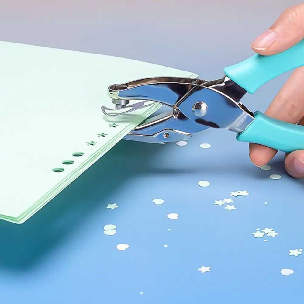 Round/Star/Heart Shape Punching Machine Single Hole DIY Craft Hole Puncher Loose-leaf Binding Tools Labor-saving Embosser