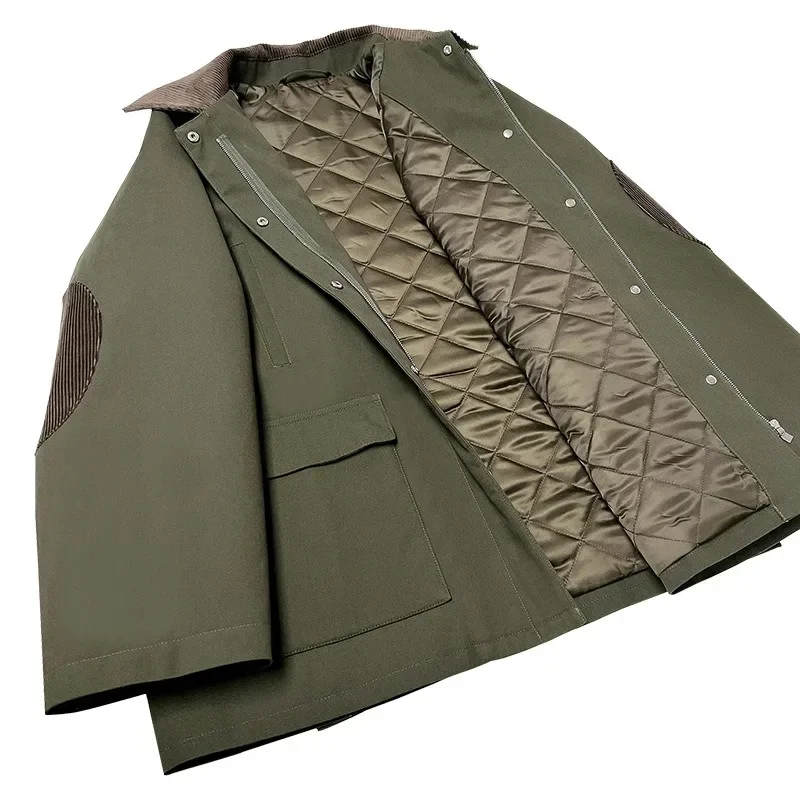 LUXURY-giacca Silhouette antivento per donna, Clip con spacco laterale, giacca in cotone verde militare, moda, 2024