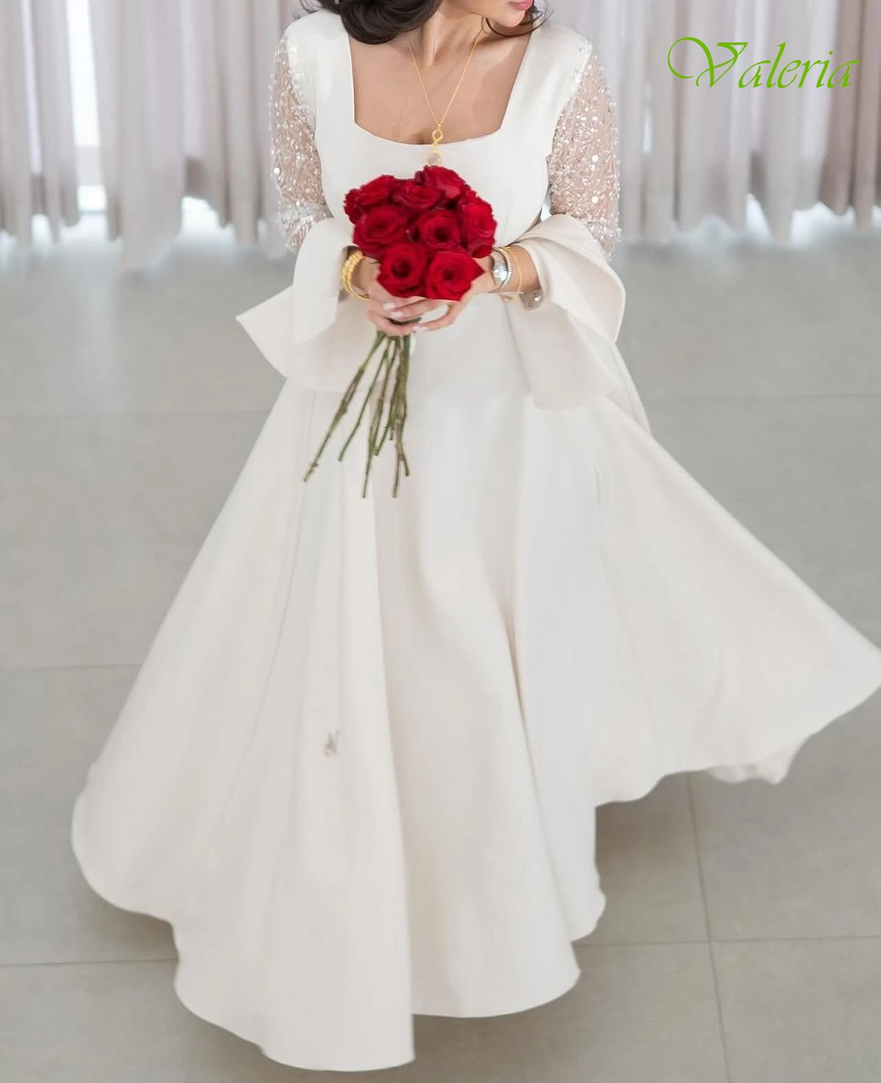 

Customized A-Line Square Collar Elegant Formal Evening Dress and Delicate Temperament Celebrity Gowns High Quality Party Dress