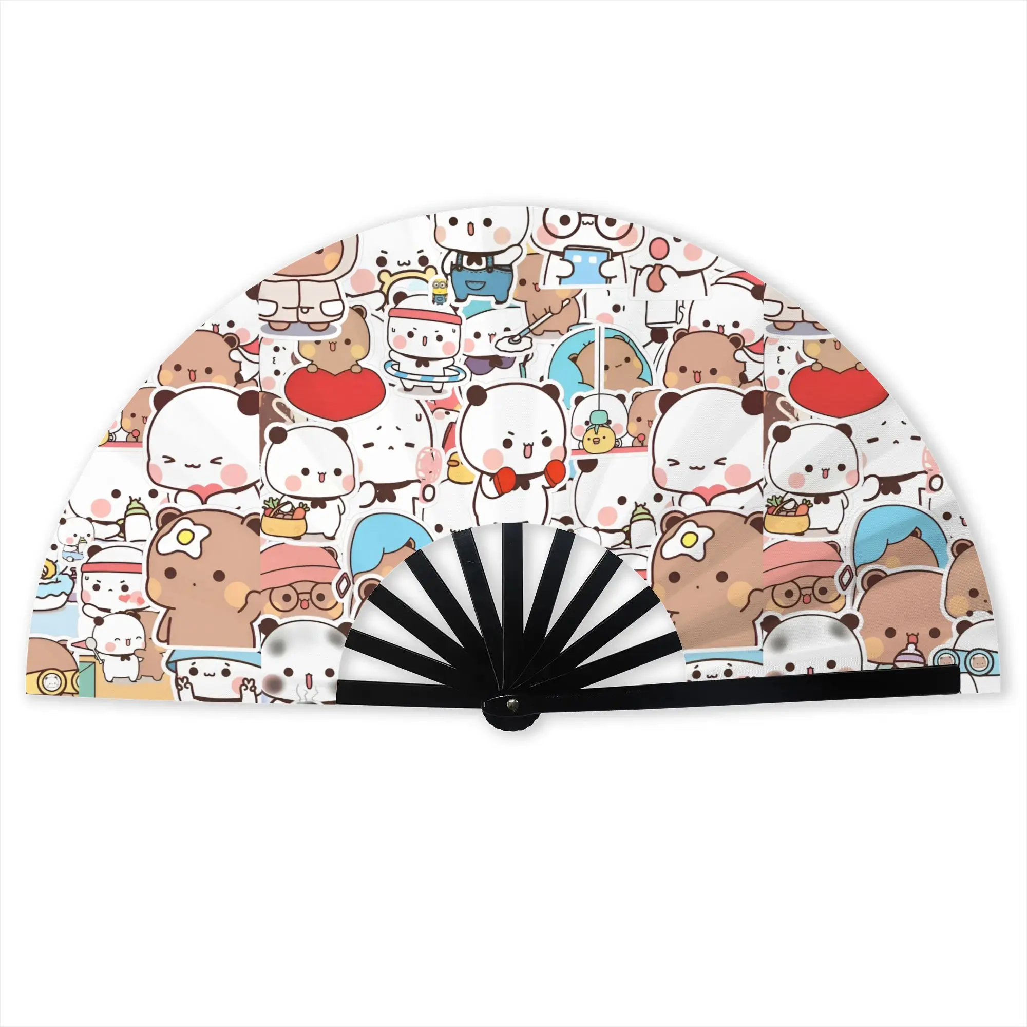 Sweet Bubu Dudu Classic Comic Manga Folding Hand Fan  Bear Polyester Fabric Fan Funny Summer Accessory Decorative Fans
