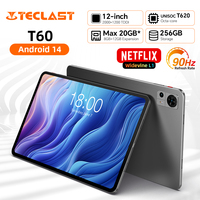 Teclast T60 12 inch tablet Android 14 2000x1200 T620 8 Core CPU Max 20GB RAM 256GB ROM 4G LTE type C 8000mAh Widevine L1