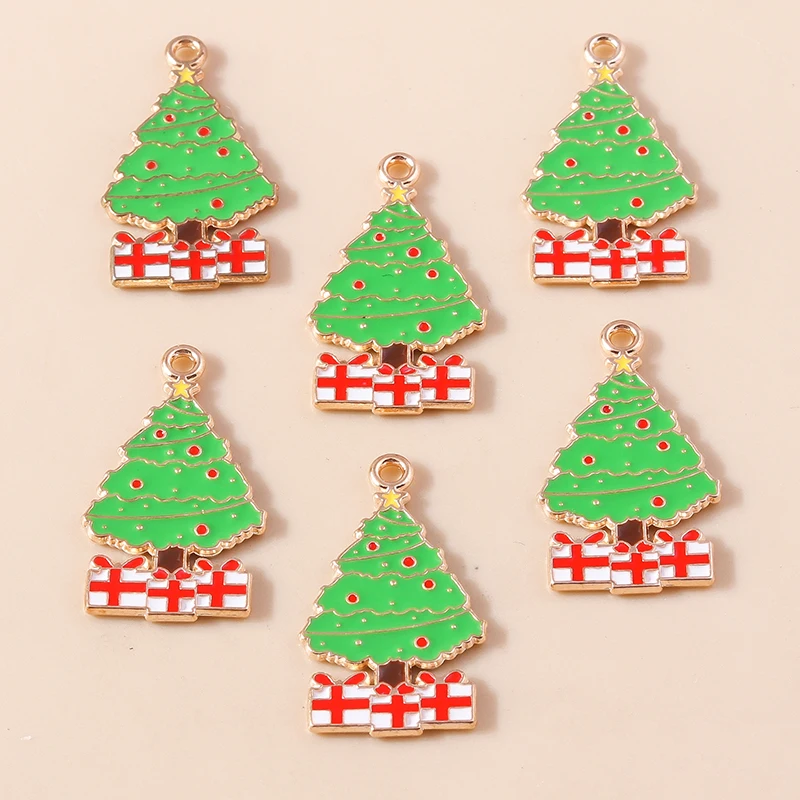 20 Stück 16x28mm Niedliche Emaille-Weihnachtsbaum-Anhänger für Schmuckherstellung, Neujahrs-Halsketten, Ohrringe, Armbänder, DIY-Bastelgeschenk – Detail 4