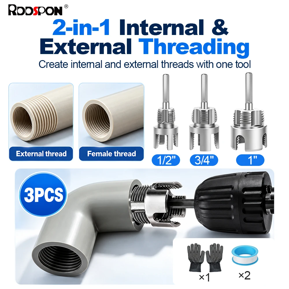 Internal External Pipe Threading Tool Set Integrated PVC Pipe Threader 1/2