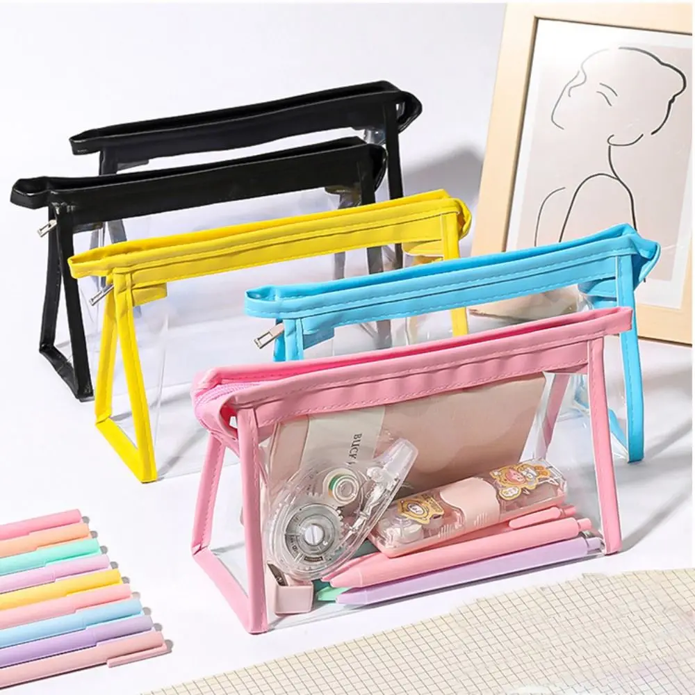 INS PVC Pen Bag Large Capacity Multifunctional Stationery Bag Transparent Makeup Bag Students