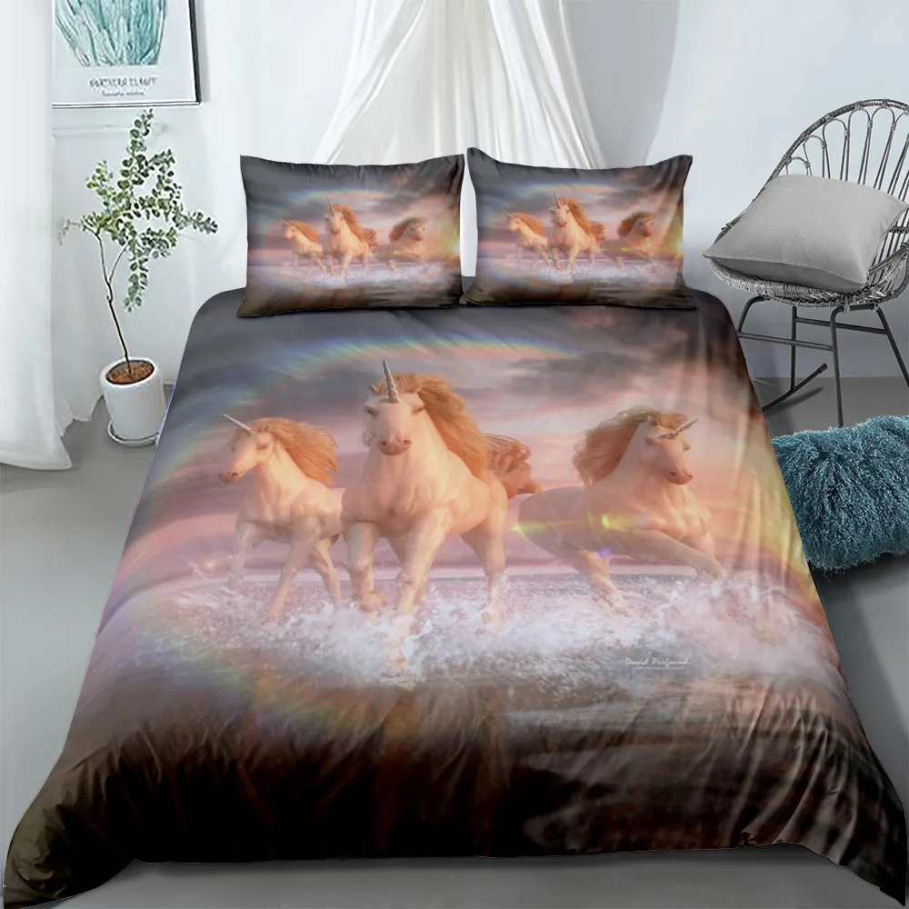 Butterly Unicorn Duvet Cover Set  King Queen Full Twin Single Bed Linen Set