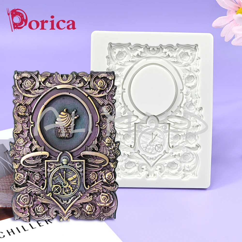 3D zegar Retro konstrukcja z reliefem w kształcie silikonowej formy masy cukrowej czekolady forma do ciasta do robienia glina żywiczna narzędzia do dekorowanie domu modeli