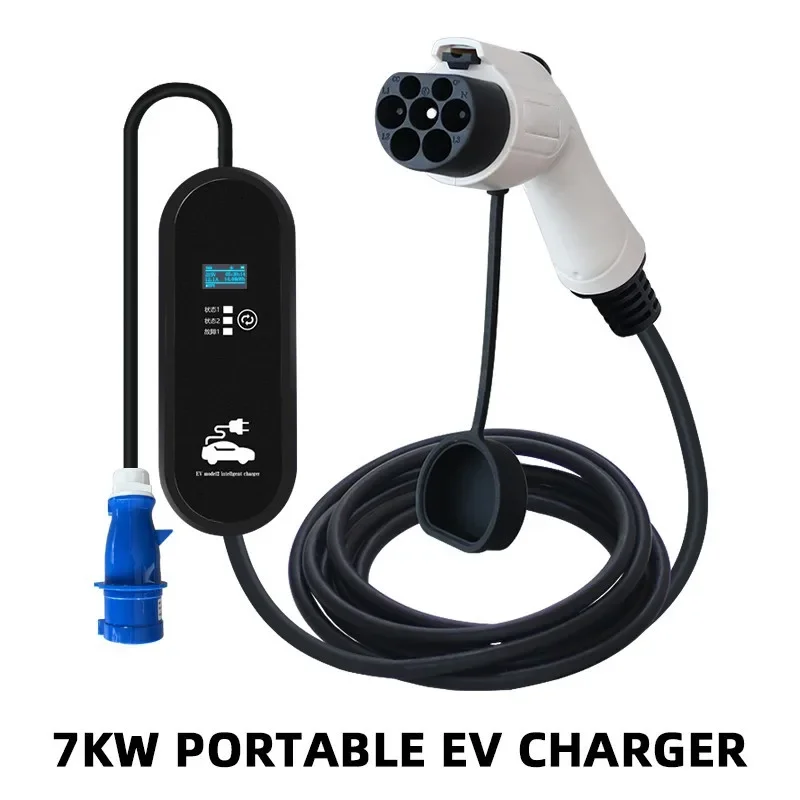 

GBT Car Charger 32A Single Phase 7.2KW Timing Protable EV Charger Current Adjustable Electric Vehicle Charging Station 5M Cable