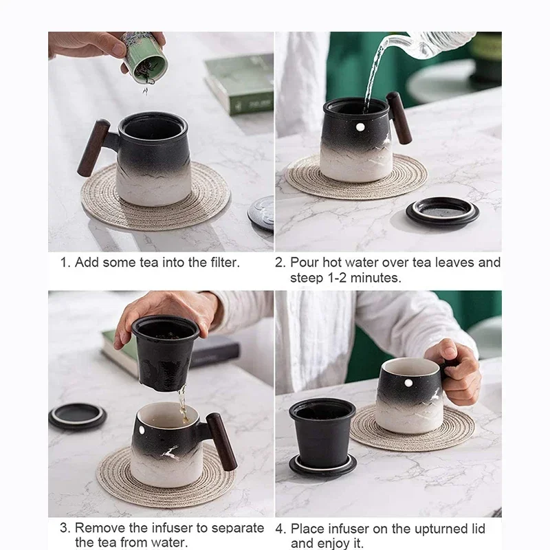 Customizable Bellissime tazze da tè in ceramica vintage tè tazza da caffè birra grande tazza con coperchio infusore manico in le