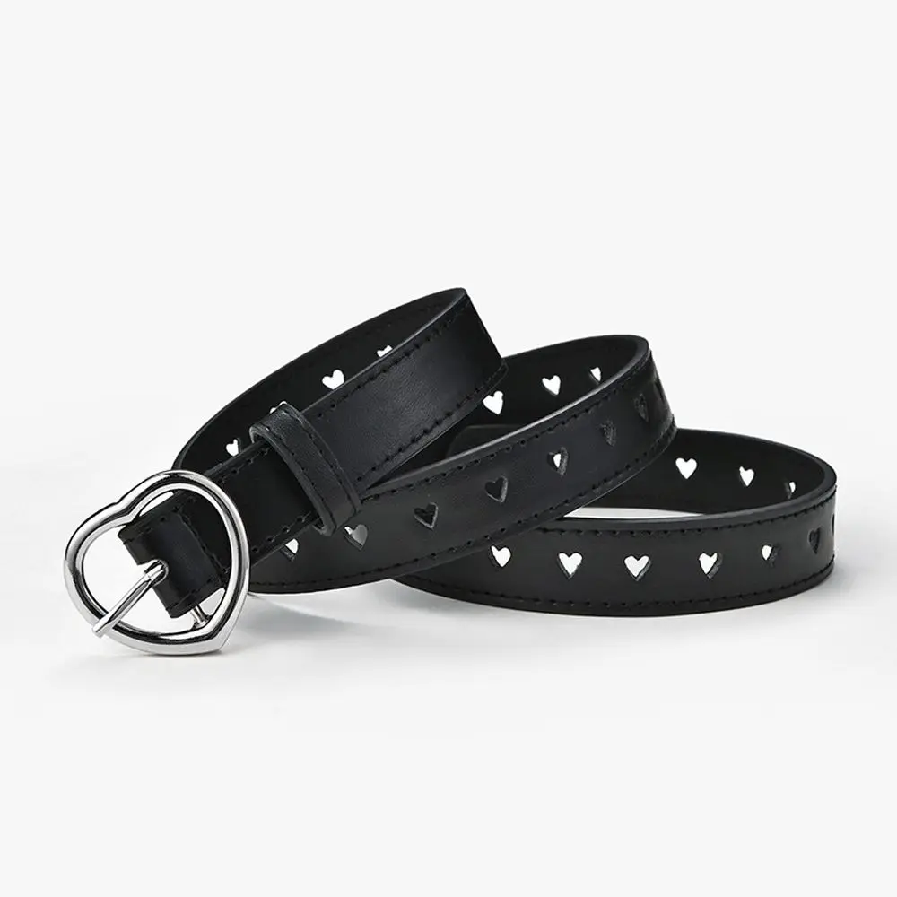 Nueva hebilla de Metal coreana para niños, accesorios de cinturón Unisex para mujer, cinturón de cuero ancho, pretina con forma de corazón