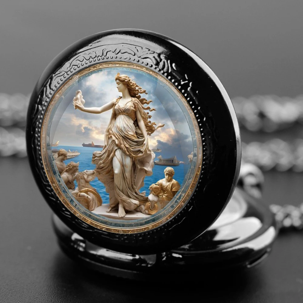 Aphrodite Quartz Pocket Watch Personality Faith Creative Pocket FOB Watch Pendant For Men Women