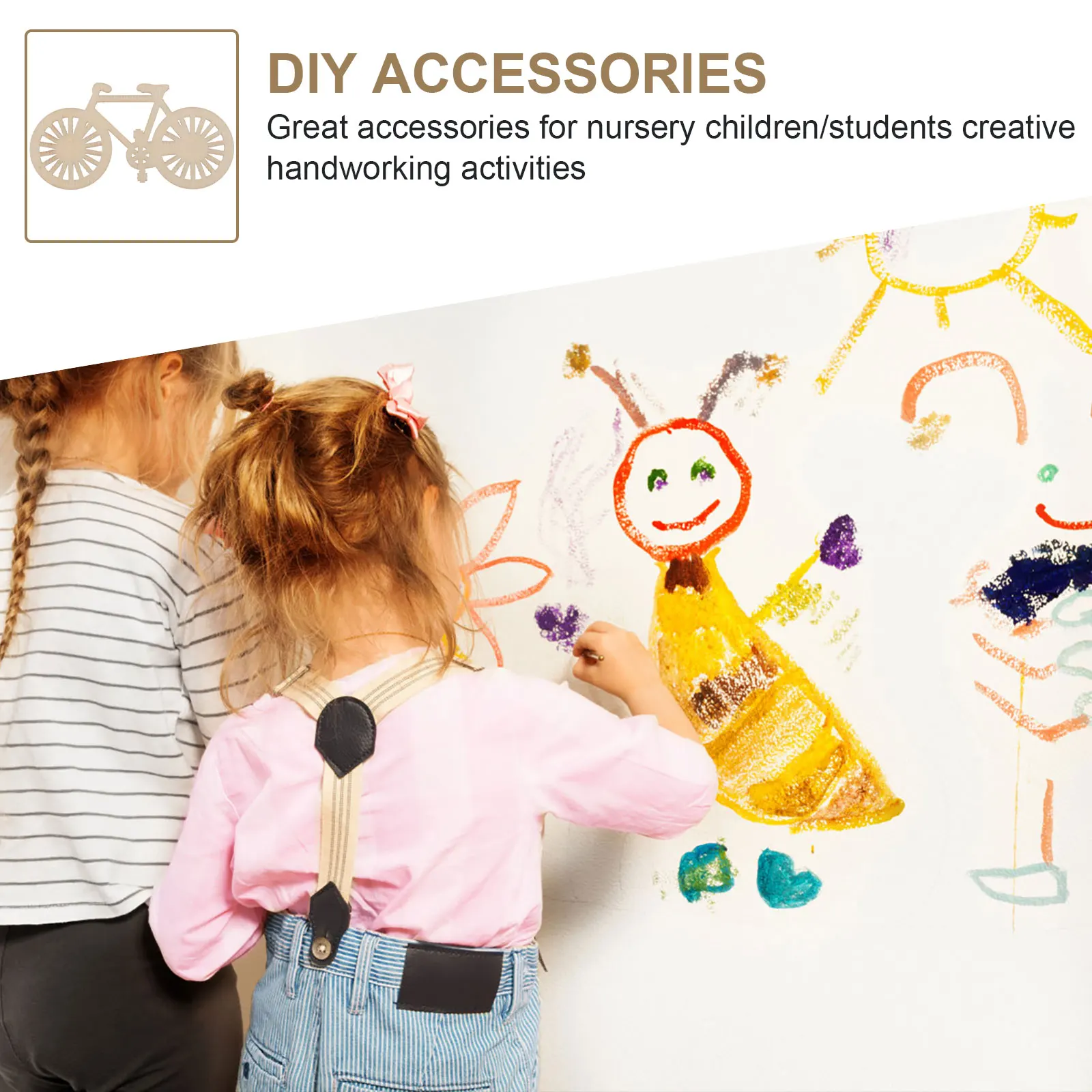 

10 Pcs Laser Hollow Wood Chips Ornaments Vintage Bike Shaped Crafting Decor Sewing Tools Wooden Slices Kids Projects