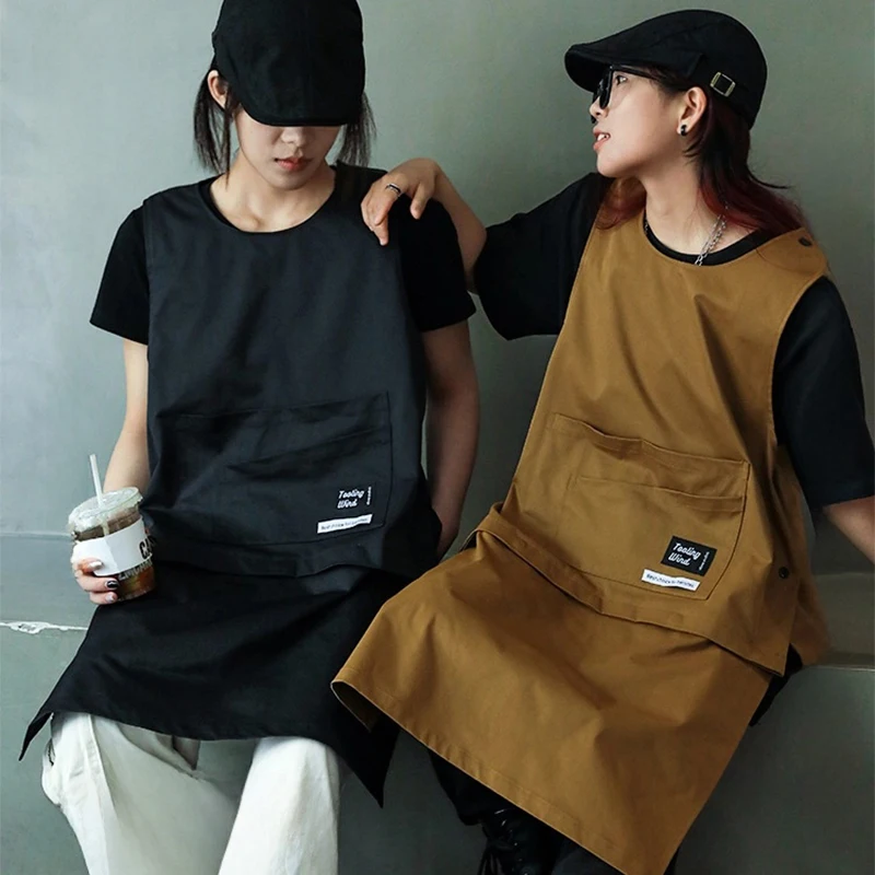 

Kitchen Catering Cafe Work Waterproof Apron with Pockets Stain-Resistant Detachable Men Women Hairdressing Barista Apron Vest