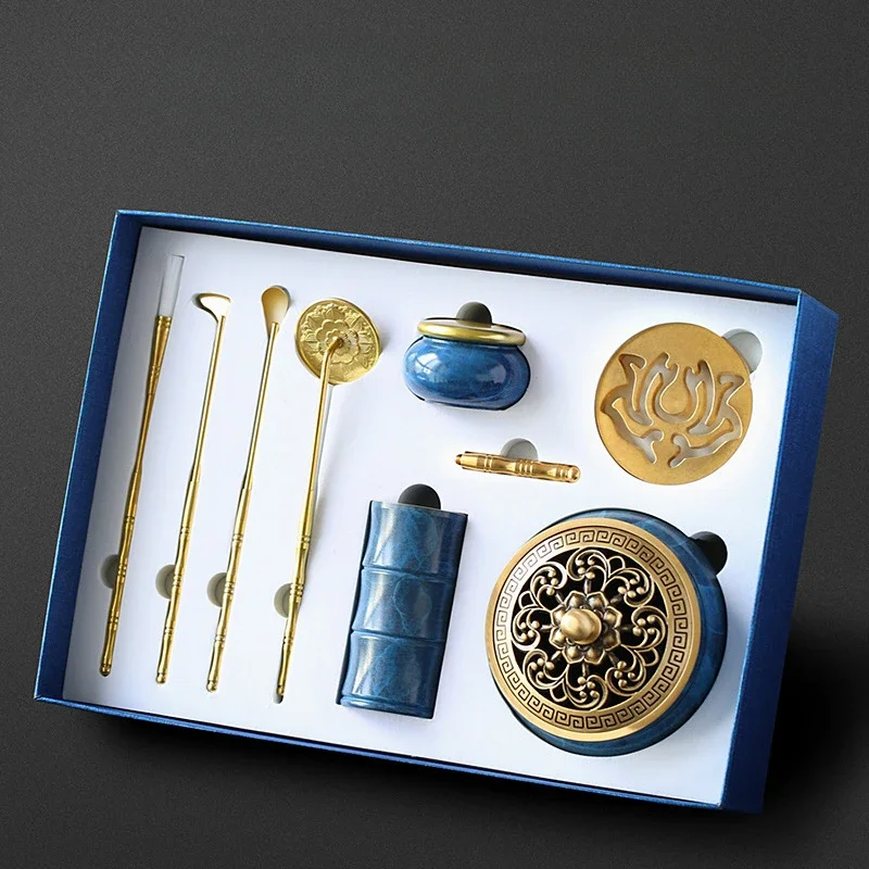 

Magic Blue Incense Gift Box Set Tools DIY Pure Copper Seal Seal Indoor Incense Ash Pressing Mold Incense Burner Supplies