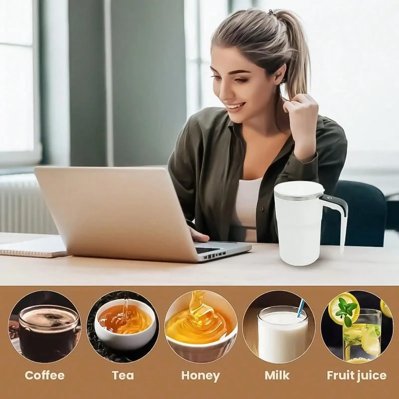 New Portable Electric Mixing Cup LED Temperature Display Cup 304 Stainless Steel Stirring Cup Hot And Cold Water Mixing Bottle