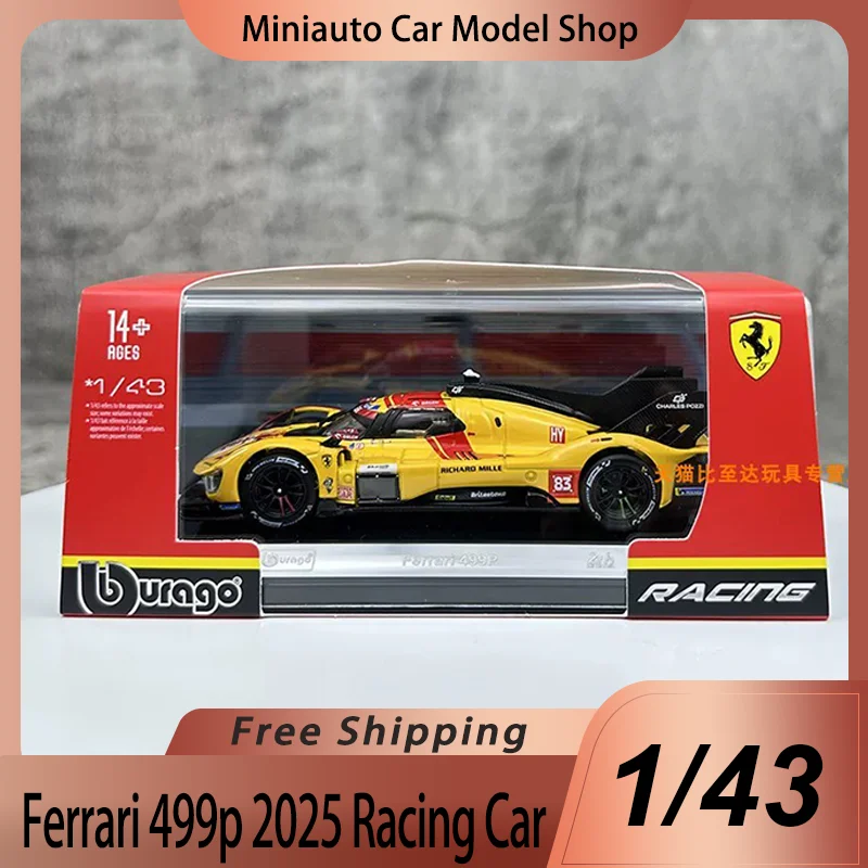 

In Stock Bburago 1:43 24h Le Mans Rally Ferrari 499p #83 2025 Champion Alloy Miniature Diecast Model Ferrari Car Toy Kid Gift ﻿