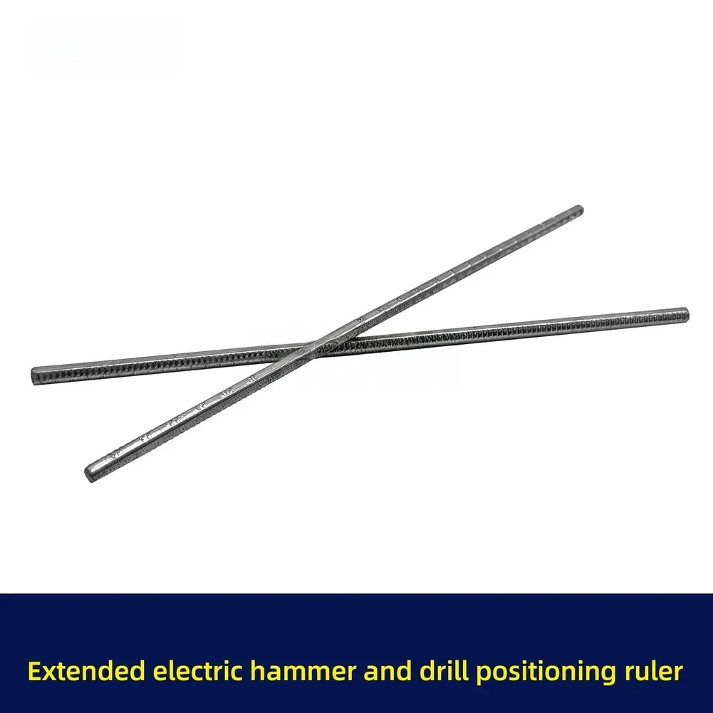 2PCS 250mm Extended Drill Positioning Ruler For Electric Hammer Use 1-24 Scale Markings Bimetal Construction Silver