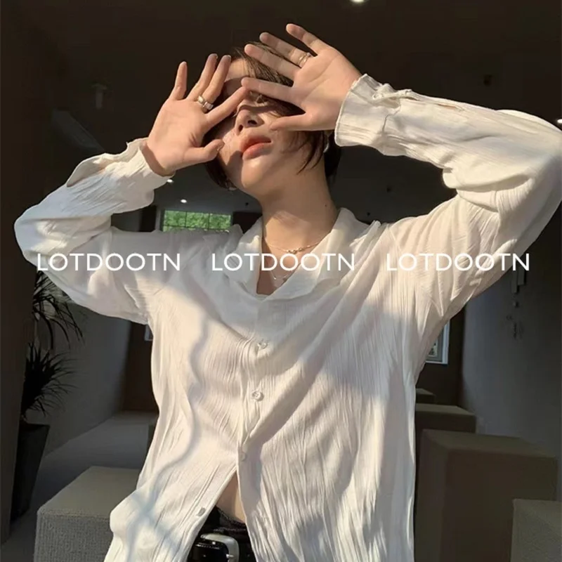 

LOTDOOTN Basic White Lapel Collar Women Blouse Long Sleeve Office Ladies Uniform Shirt Casual White Autumn Spring New Chic Shirt