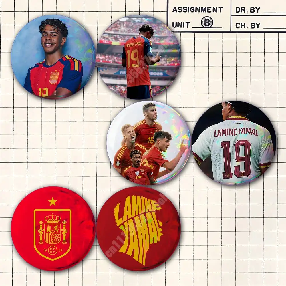 L-Lamine 19 Y-Yamal Spain Football Button Badge 2PC Sets for Bags & Clothes & Accessories Metal Pin Creative Gift