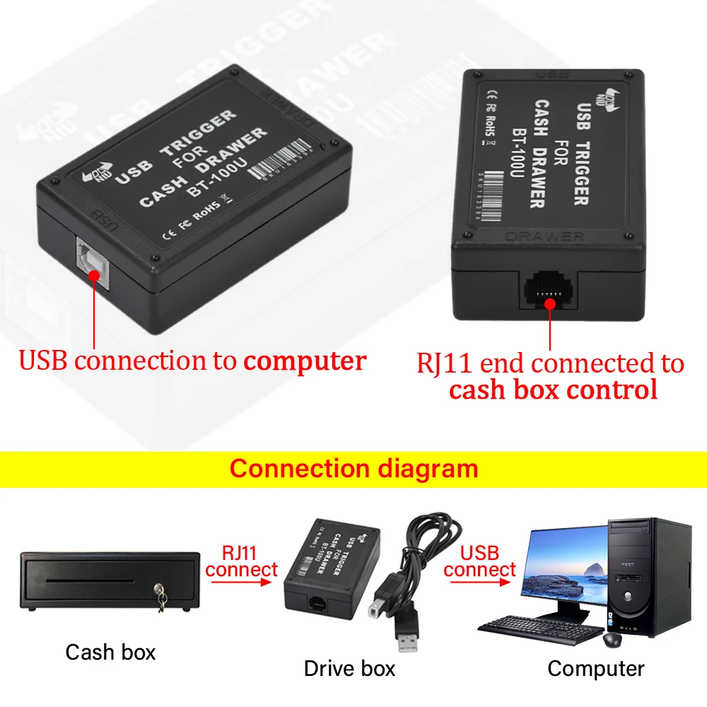 مشغل درج للنقود مزود بواجهة USB مناسب لأي أمر درج للنقود متاح لأنظمة Win8 BT-100U