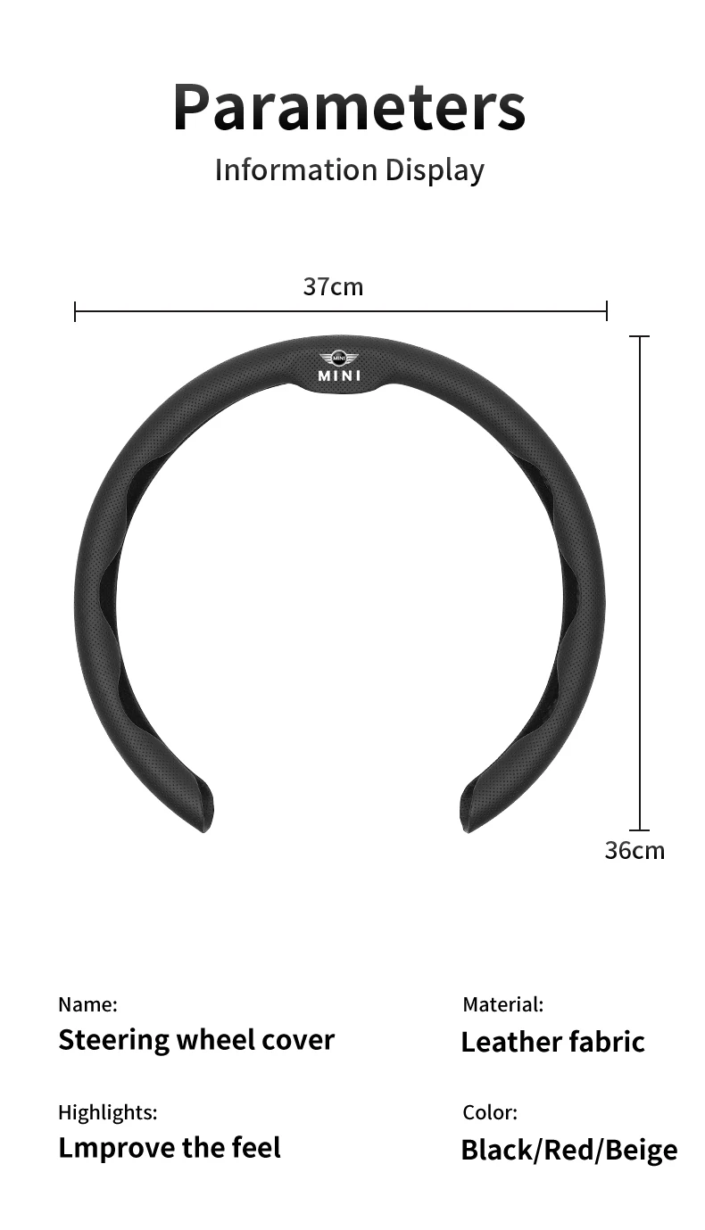 Lenkrad-Schutzhülle, rutschfest, atmungsaktiv, für MINI Works JCW R55 R56 R50 R53 R60 R61 F54 F55 F56 – Detail 10