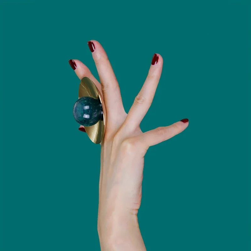 Piedra Natural + latón macizo, cajón de cocina, manija de gabinete, muebles, perillas de cristal, Hardware, tirador de armario, gancho para muebles