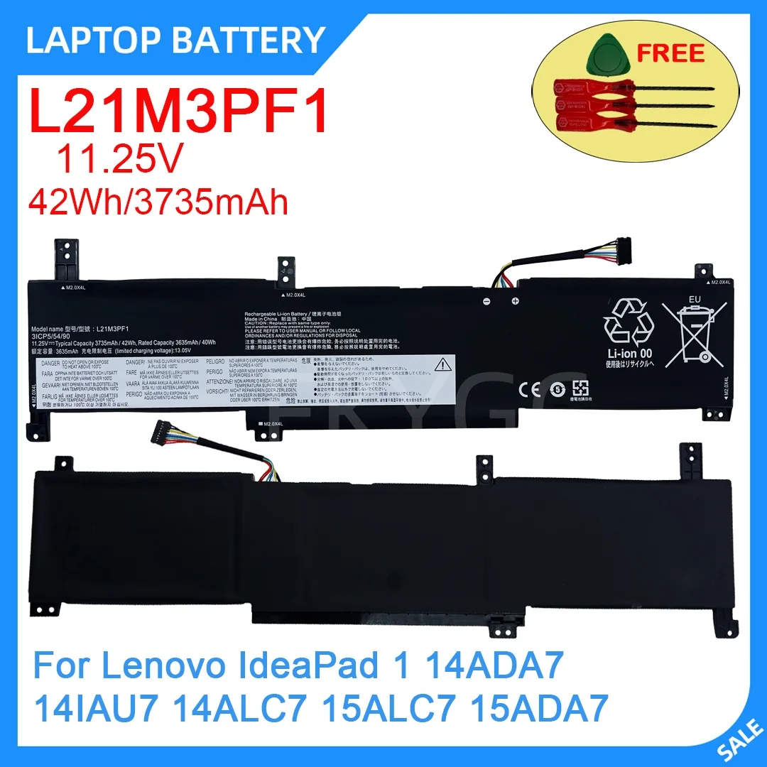 New Laptop Battery L21M3PF1 11.25V 42WH 3735mAh High Quality For Lenovo IdeaPad 1 14ADA7 14IAU7 14ALC7 15ALC7 15ADA7