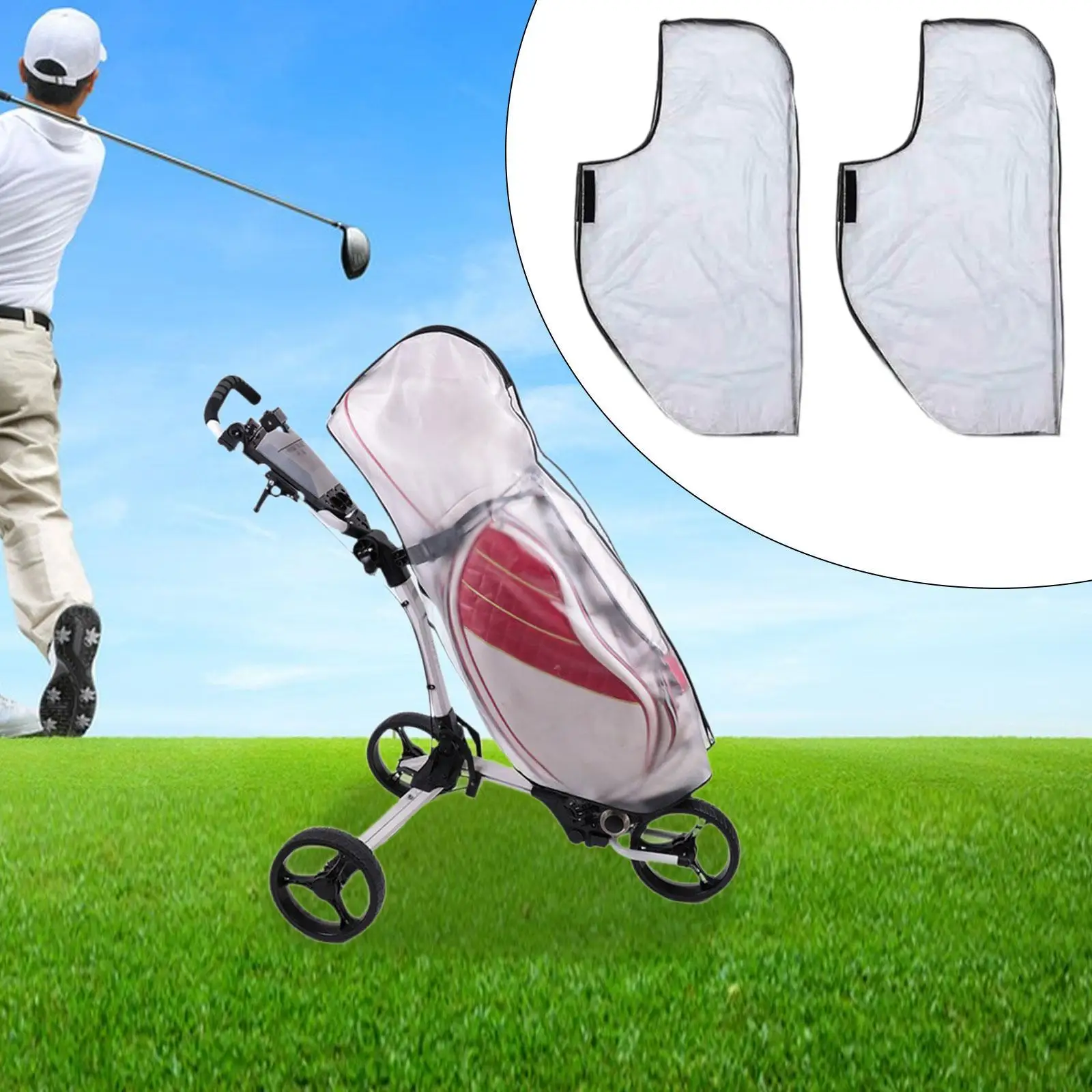 

2x Golf Bag Rain Cover, Golf Club Bag Raincoat Water Resistant Golf Bag Rain Protection Golf Bag Cover for Outdoor Sports