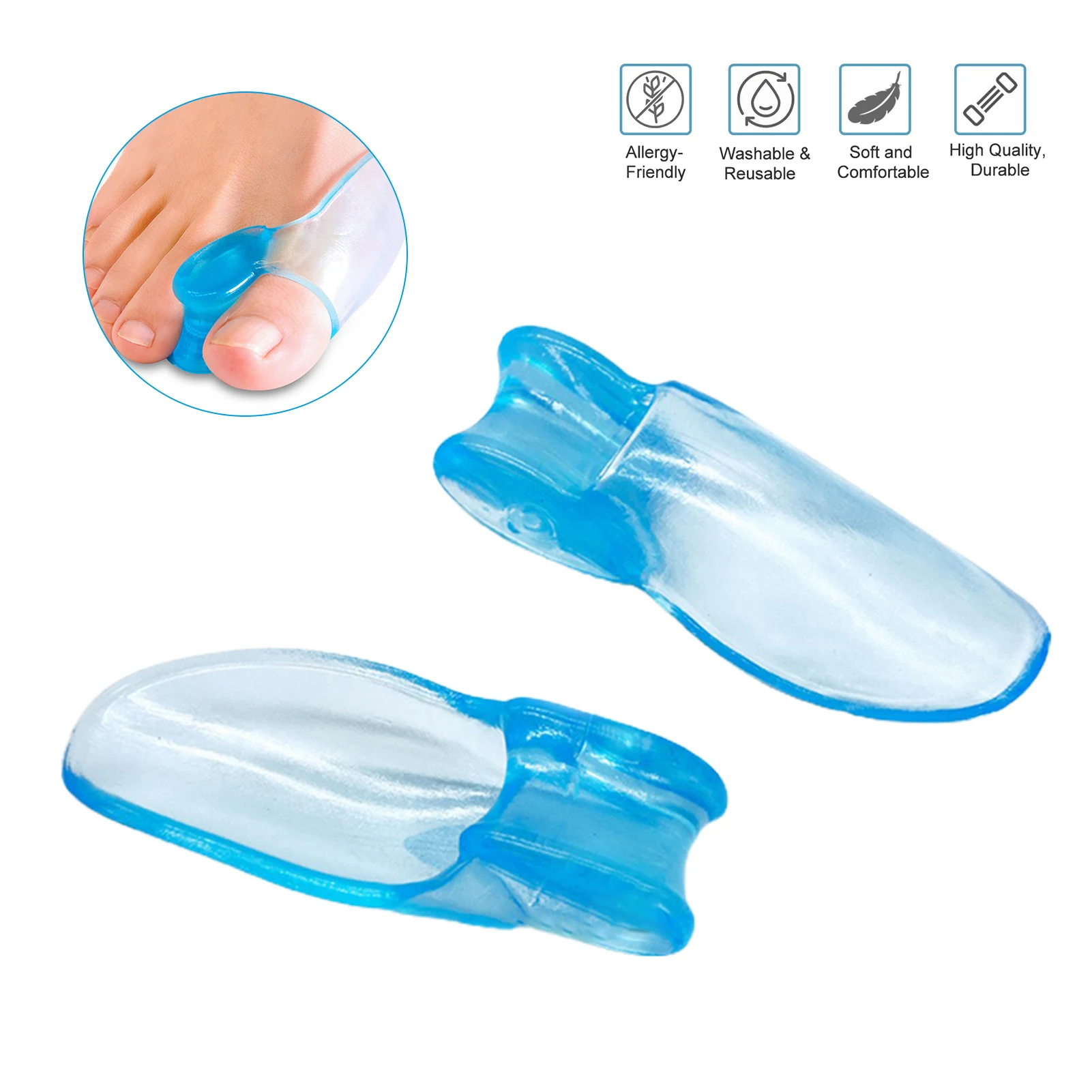 Silicone Toe Separator, Dedo Feet Care Protector, Gel Toe, Corretor de joanete ortopédico, Espaço Pedicure, 2 pcs, 4 pcs, 6 pcs, 8 pcs, 10pcs