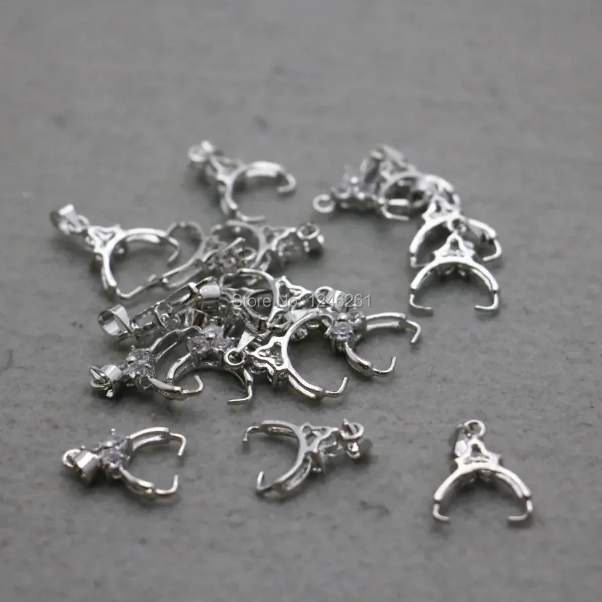 10PCS Silver-plate Pendant Clip Crystal Metal Fittings for Accessory Clamp Machining Metal Parts Necklace DIY New Jewelry Making