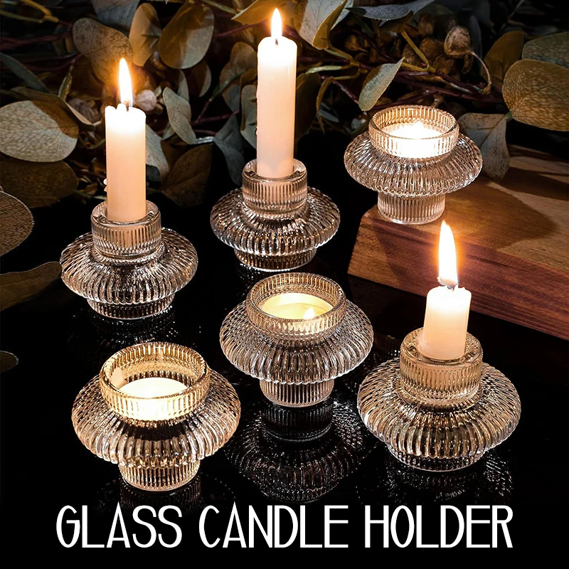 2024 Taper Glass Candle Home Candlestick Tea Light Candle For Holiday Candlestick Holders Decoration