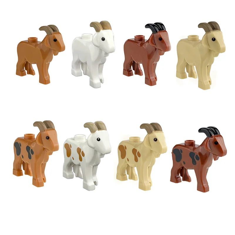 Animals Cute Sheep Goat Cow Pig Dog Chicken Livestock Figures MOC Building Blocks Toys for Children Gifts DIY Toy Animal Part