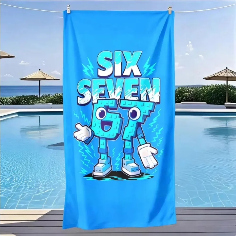 Graffiti Style SIX SEVEN Beach Towel, Large Microfiber Sand Free Quick Dry Towel for Summer Vacation Beach Towel Towels Bathroom
