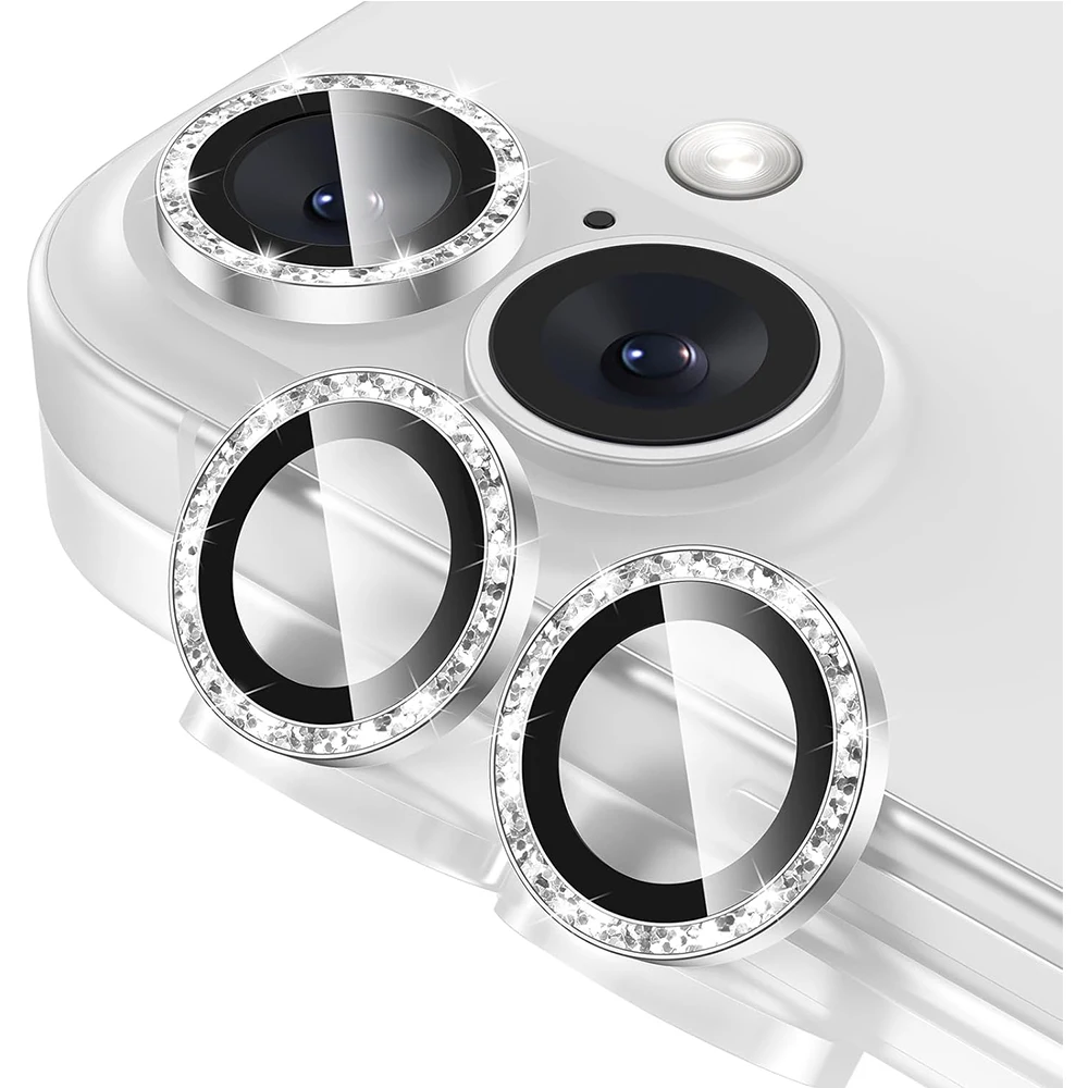 

Glitter Camera Lens Protector Cover For iPhone 16 Pro Max 15 Plus 14 13 Mini 12 11 Tempered Glass Protection Phone Accessories