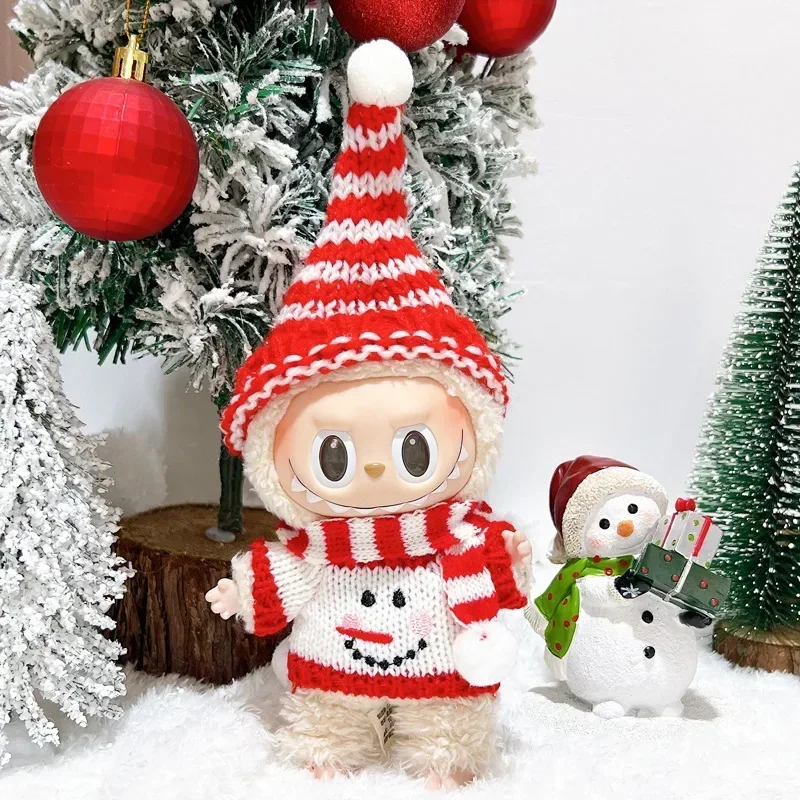 Mini Plush Doll'S Clothes Outfit Accessories for Korea Kpop Labubu V2 Idol Sit Down Party Christmas Cookie Man Love Hat Clothing