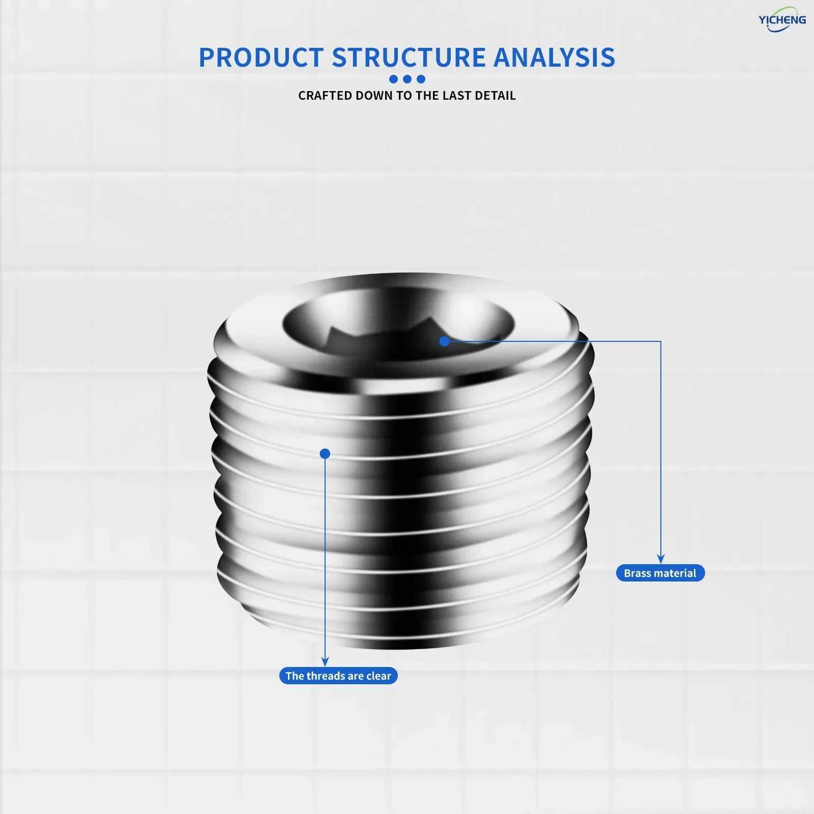 iron Pipe Fitting, Hex Counter Sunk Plug, 3/8