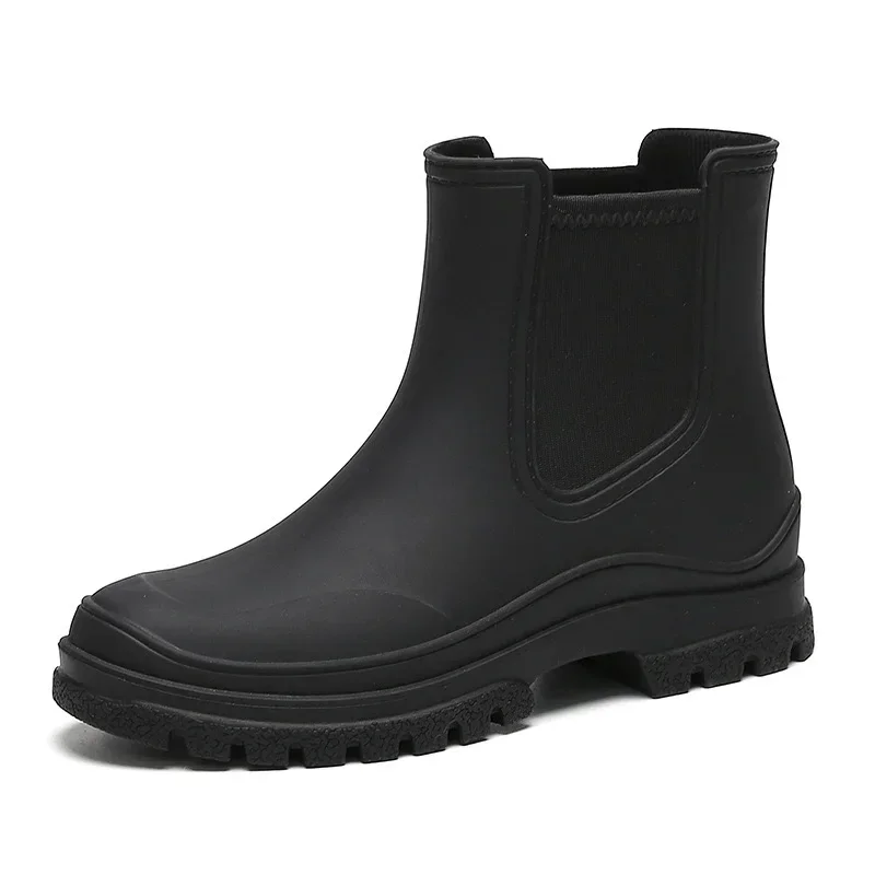 Botas de lluvia para mujer Tpe moda Chelsea botas bajas impermeables mujer versátil antideslizante ciudad caminar zapatos de lluvia galochas para adultos