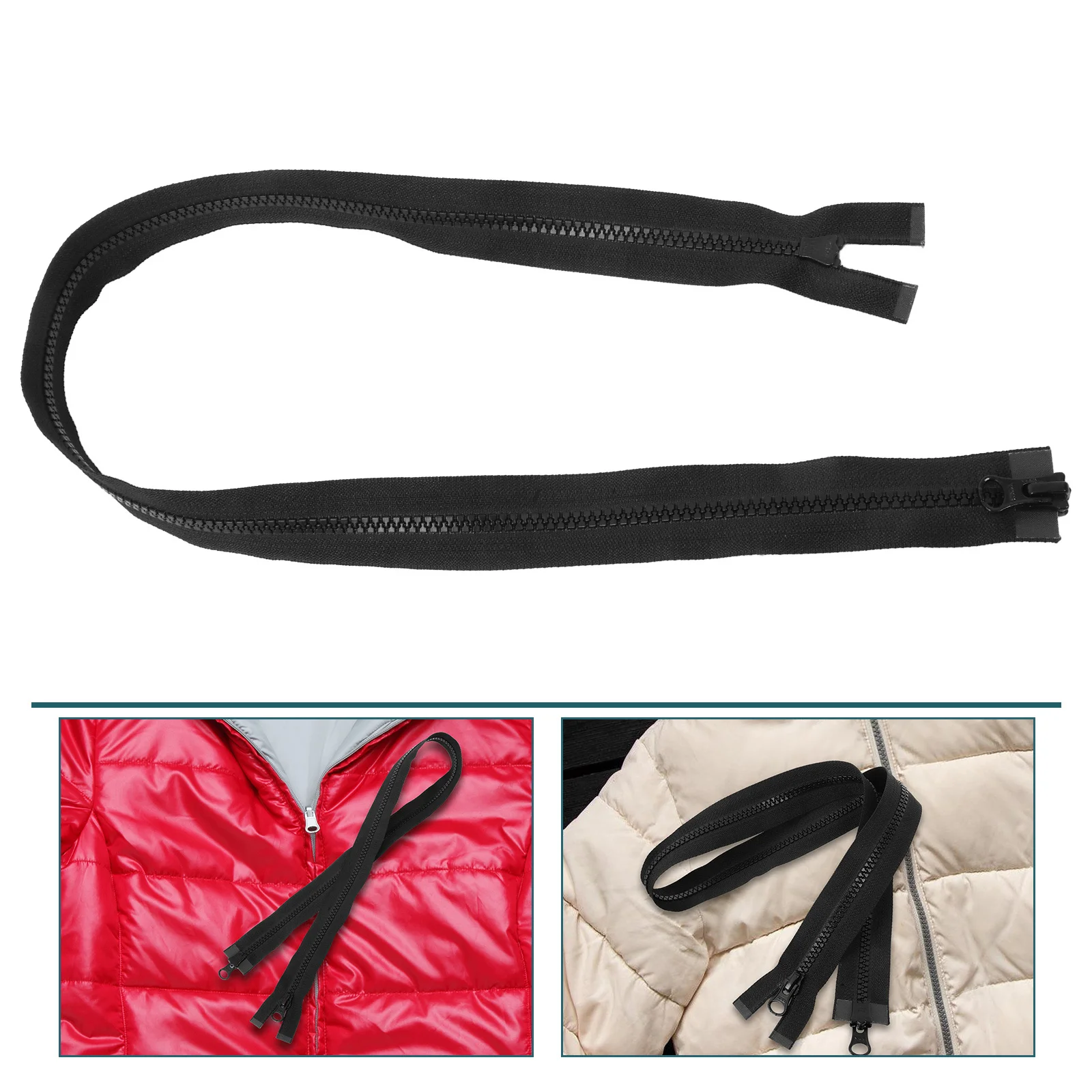 

Secure Glue Teeth Design Black Resin Zipper Heavy Duty Two-Way for Jackets Coats Outerwear Crafts Replacement Black Zipper Pull