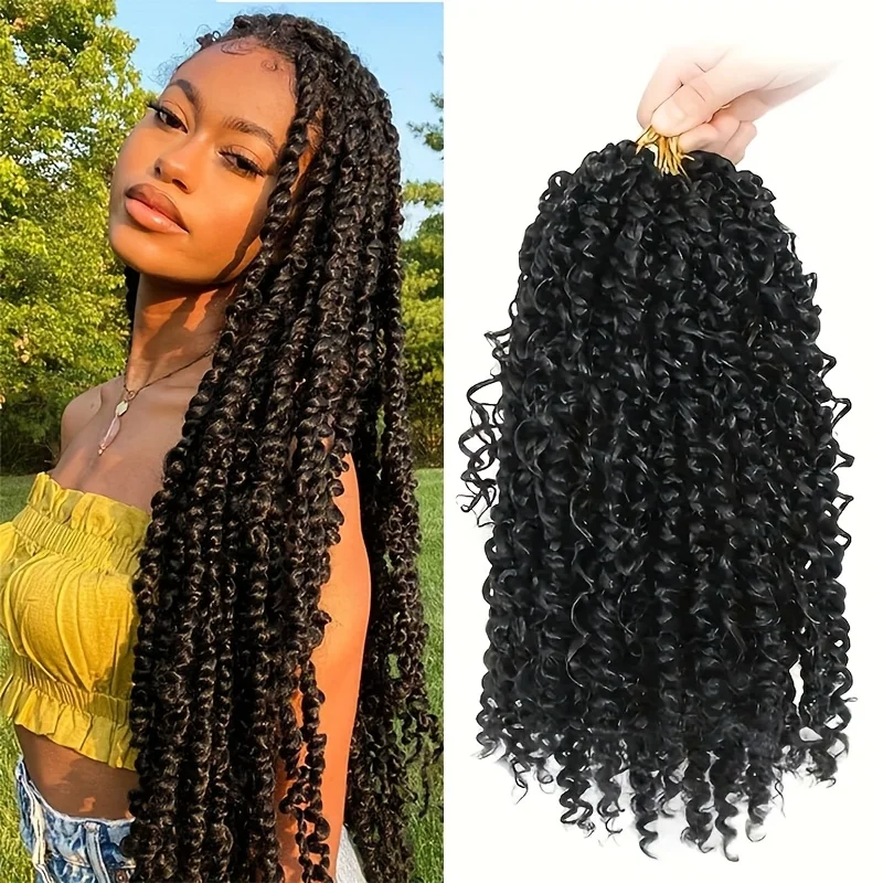 

Волосы Passion Twist, 18 дюймов, 9 упаковок, волнистые вязанные крючком волосы, длинные богемные вьющиеся плетеные волосы для локонов-бабочек, искусственных локонов, бохо