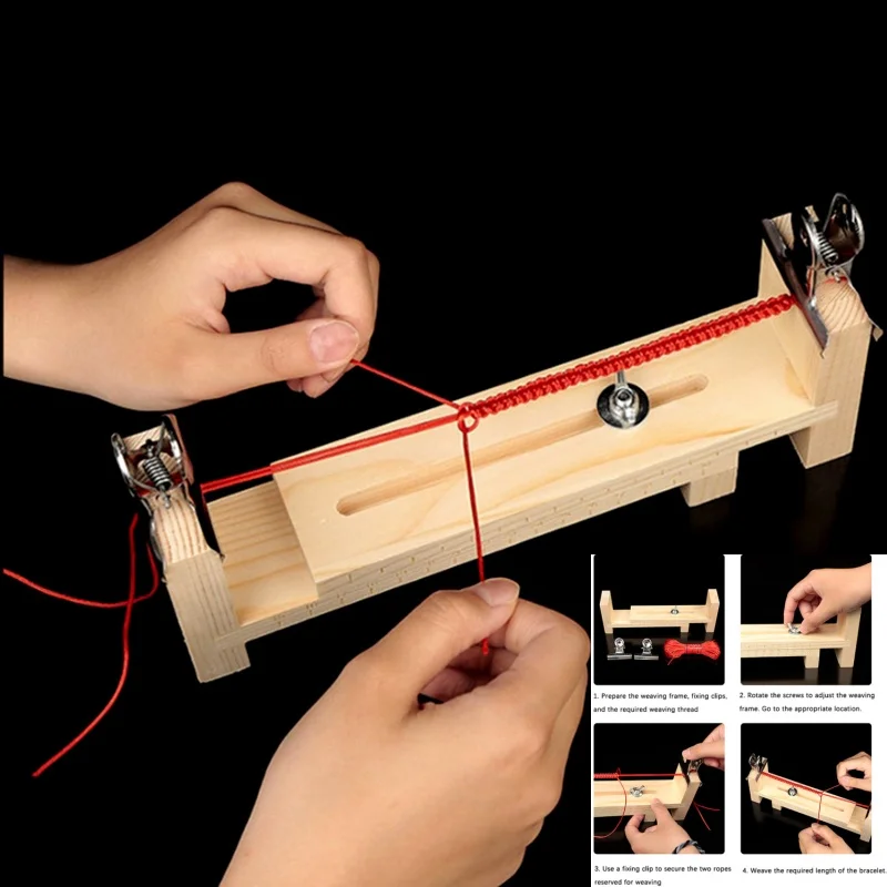 

Diy Bracelet Red Rope Solid Wood Braiding Frame Handmade Fixed Tools Braided Rope Artifacts Fixed Plate