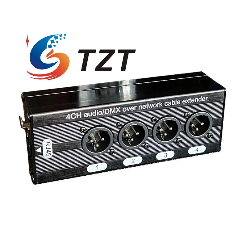 Пара TZT 4XLR-F + 4XLR-M удлинитель аудио/DMX через сетевой кабель 4-канальный удлинитель Ethernet-кабеля XLR, совместимый с DMX/AES/