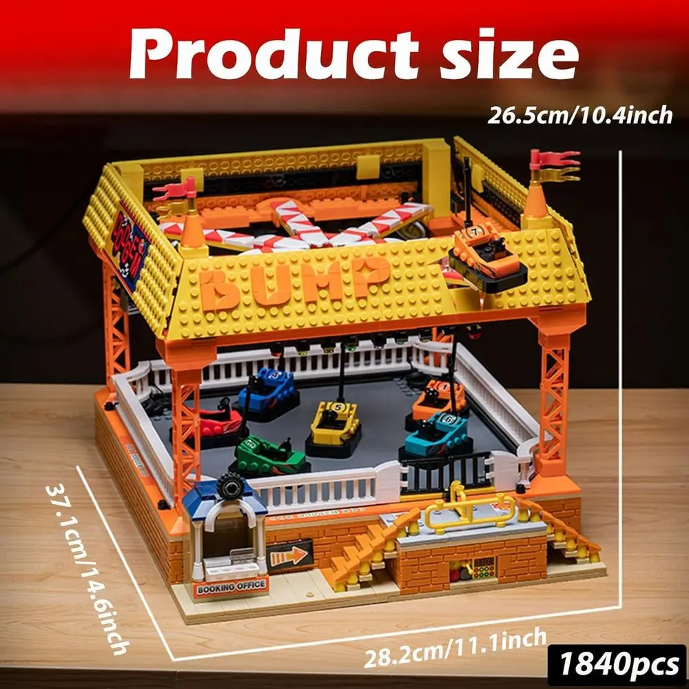 Ensemble de voitures de pare-chocs électriques pour enfants, jouet de construction de parc d'attractions de 1840 pièces, adapté aux âgés de 8 ans, idéal pour les garçons et les filles, E