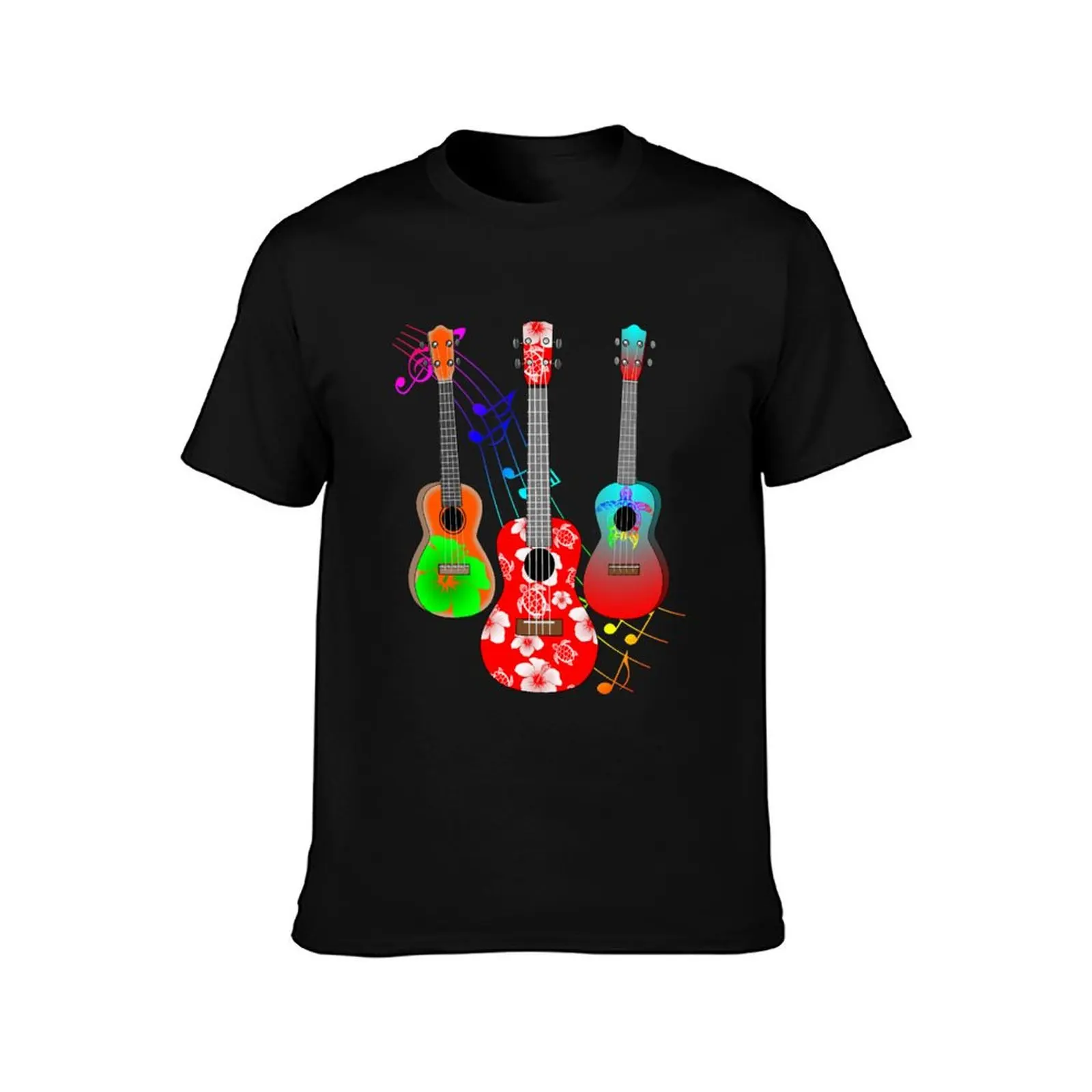 Three Tropical Music Ukuleles T-Shirt cotton graphic tees graphics graphic shirts oversized mens plain t shirts