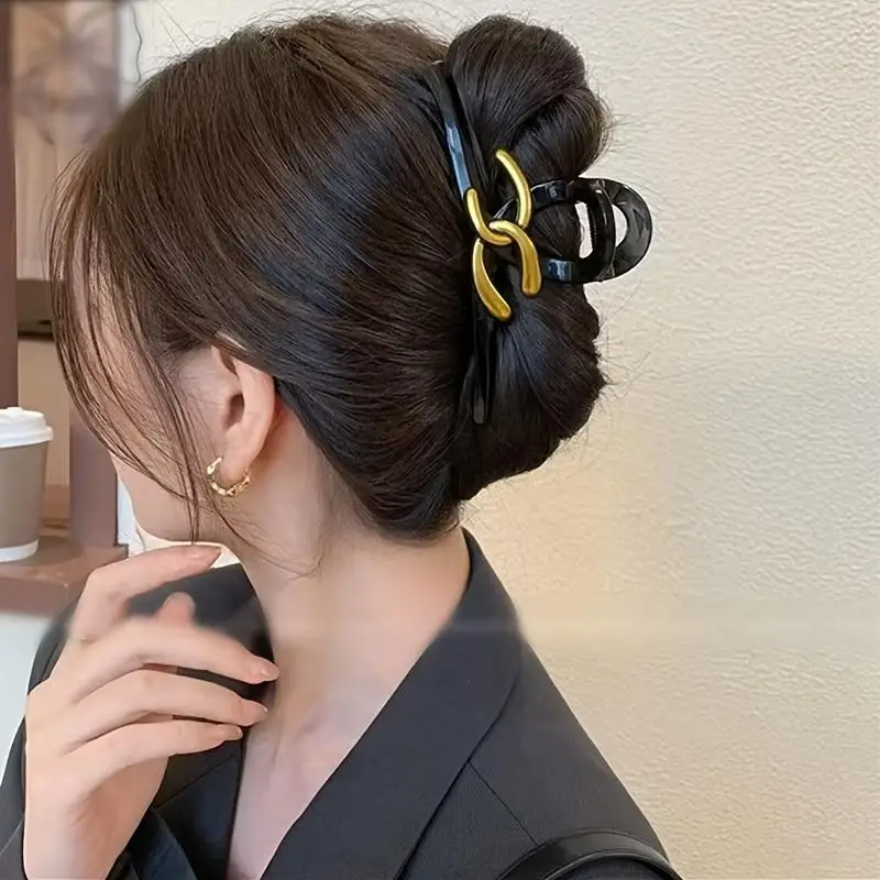 

Женские черные когти из полой акулы с двойным C, 1 шт., простые, подходят для ежедневных вечеринок.