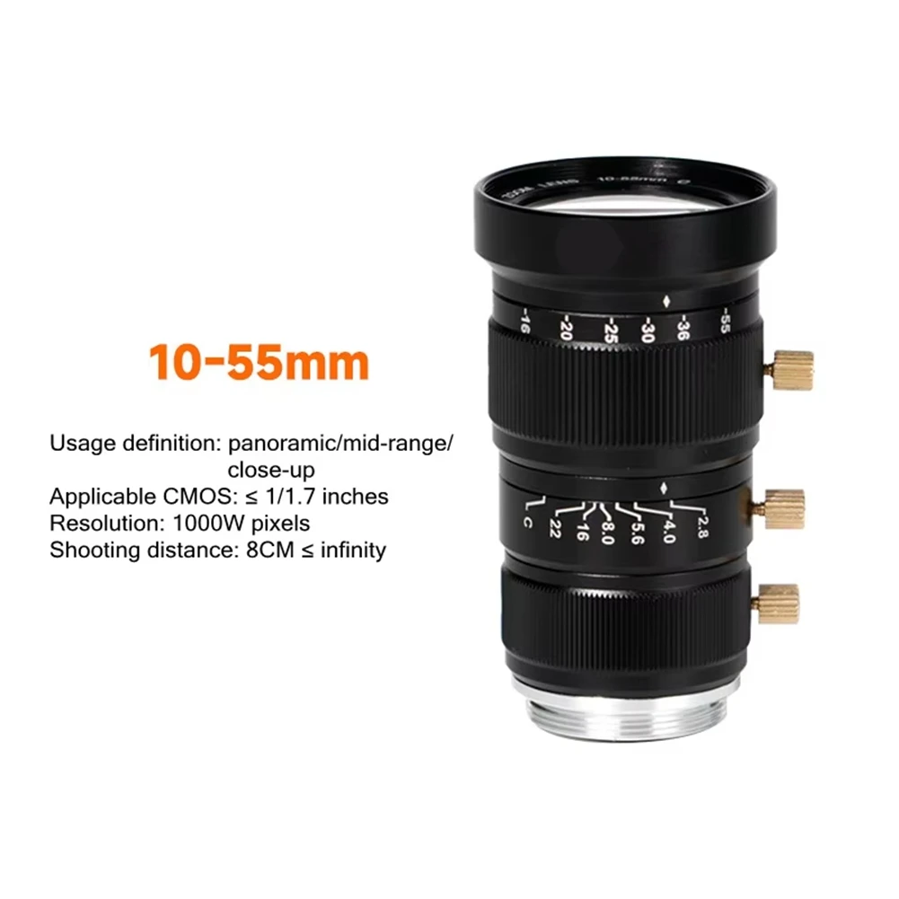 

CYCLI-Adjustable Magnification C Mount Camera Lens 1000W Zoom Lens 5- 12/10- 55/C Mount Industrial Microscope Camera Lens M10-55