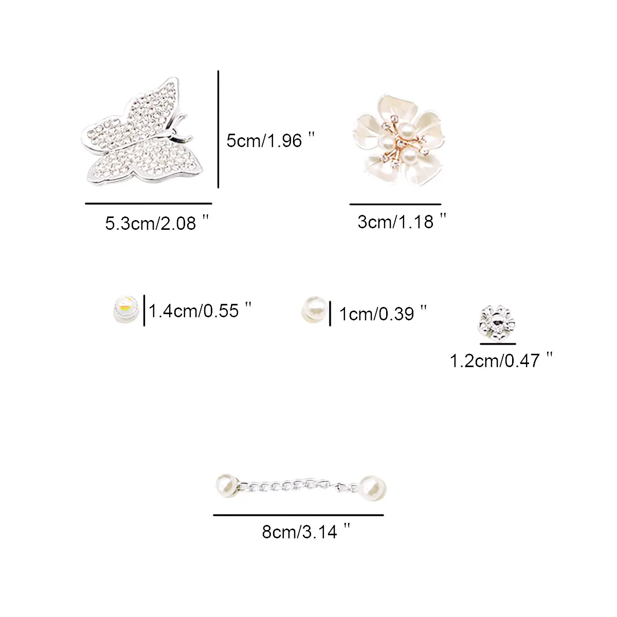 New Fashion Elegant Hole Shoe Charms for Butterfly Pearl Clogs Cartoon Cute Charms Designer Vintage Luxury Shoe Decorations