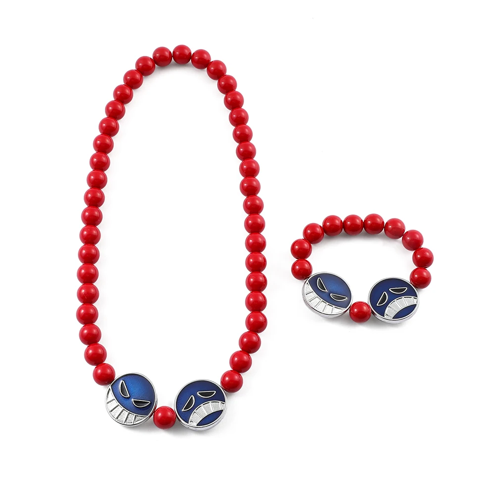 Bracelet et collier à perles rouges Anime, Portgas D. Ace, accessoire de mode, cadeau pour fête cosplay