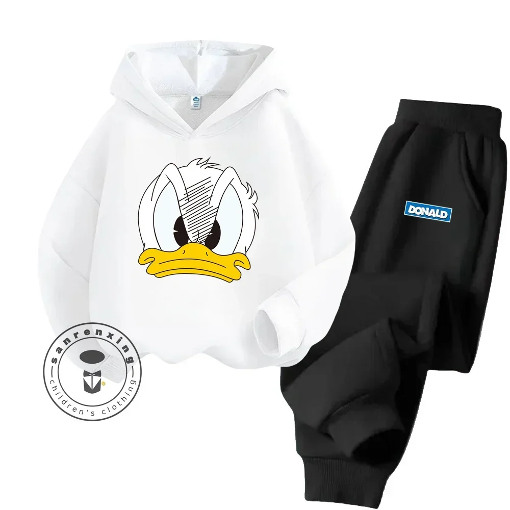 Spring and Fall Fashion Cartoon Donald Duck Pure Cotton Boys and Girls Teenagers Unique Super Good-looking Sweatshirt Tracksuit